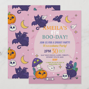 Halloween Spooky Ghosts Pink Party Birthday Invitation
