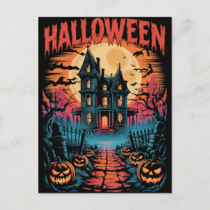 Halloween Spooky Haunted House Pumpkins P Postcard