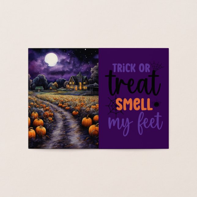 Halloween Spooky Haunted Town Night Foil Card (Inside)