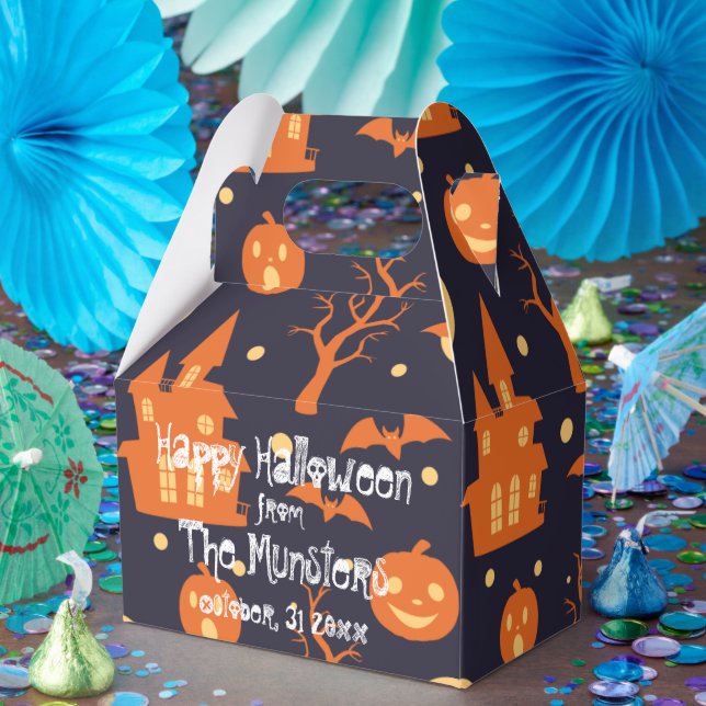 Halloween Spooky House Bats Trees Pumpkin Party Favor Box (Party)