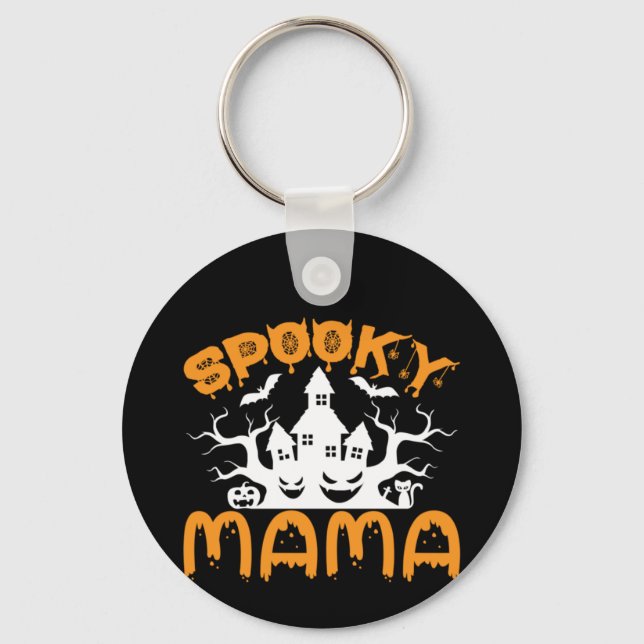 Halloween Spooky Mama Birthday Keychain (Front)