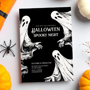 Halloween spooky night party with two ghosts invitation
