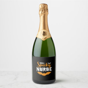 Halloween Spooky Nurse Birthday Sparkling Wine Label