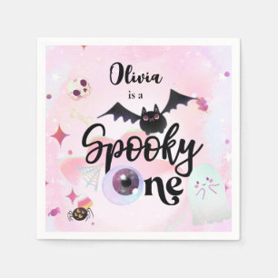 Halloween Spooky ONE 1ST Birthday pink Napkin