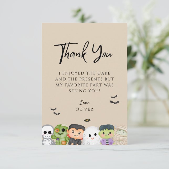 Halloween Spooky One Birthday Thank you Card (Standing Front)