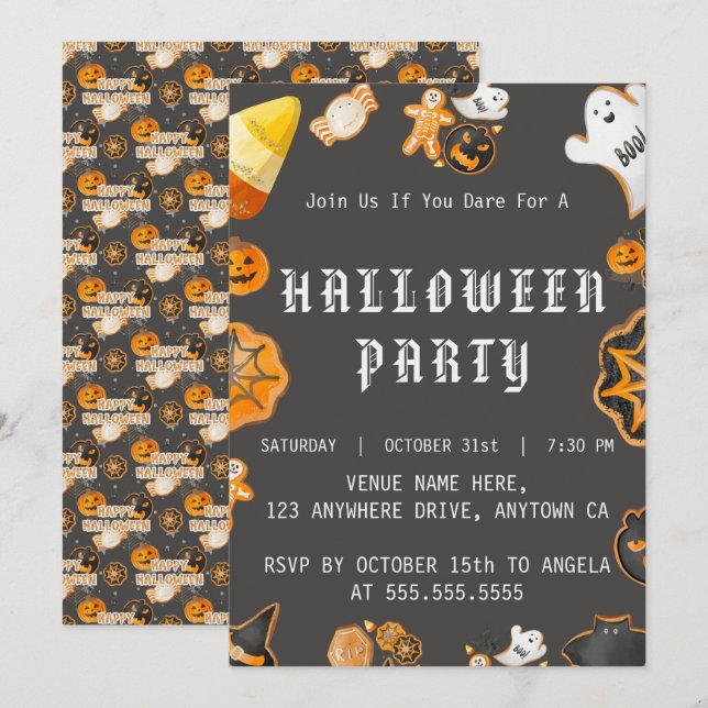 HALLOWEEN SPOOKY PARTY INVITATION (Front/Back)