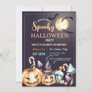 Halloween Spooky Party Pumpkins Birthday Invitation