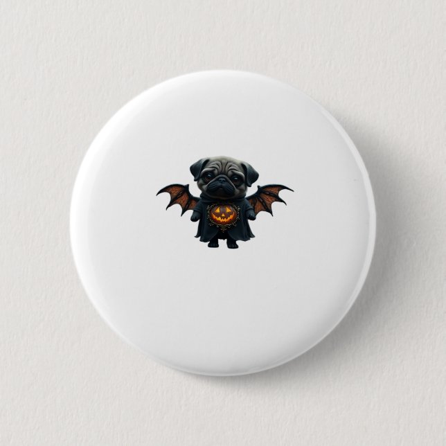 Halloween Spooky Pug Classic T-Shirt 2 Inch Round Button (Front)