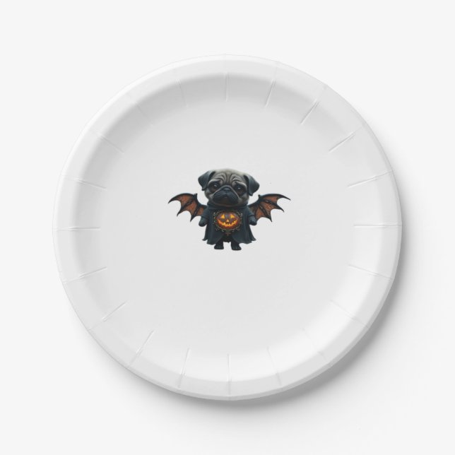 Halloween Spooky Pug Classic T-Shirt Paper Plate (Front)