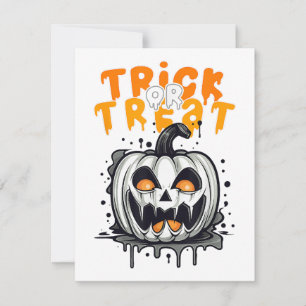 Halloween spooky Pumpkin Design Trick or Treat RSVP Card