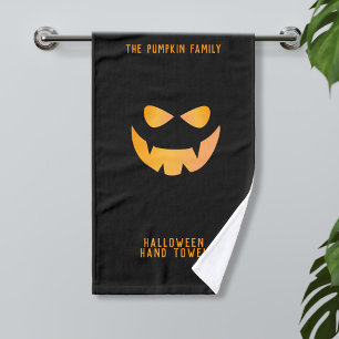 Halloween Spooky Pumpkin Face Custom Hand Towel