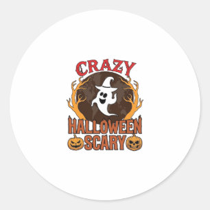 Halloween Spooky Pumpkin Retro Engraved Texture_1 Classic Round Sticker