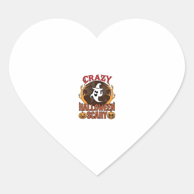 Halloween Spooky Pumpkin Retro Engraved Texture_1 Heart Sticker (Front)