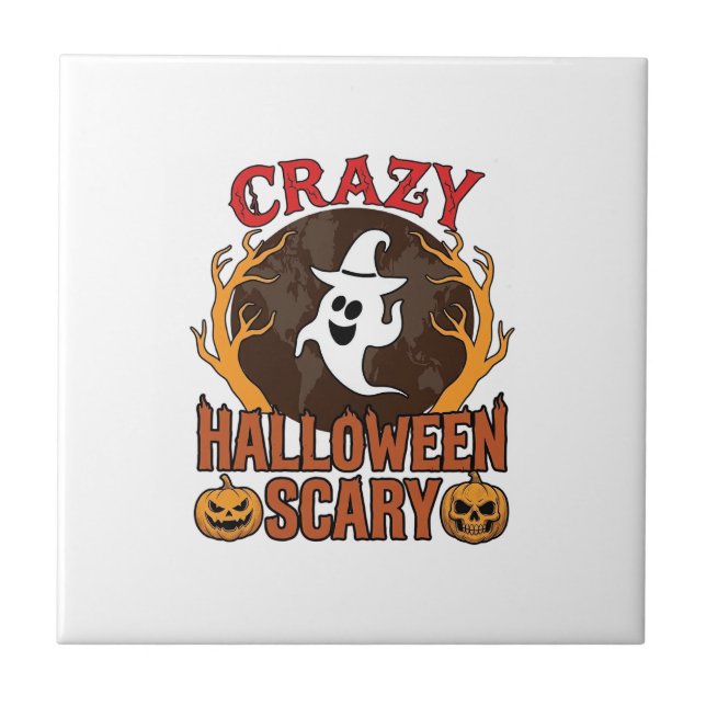 Halloween Spooky Pumpkin Retro Engraved Texture_1 Tile (Front)