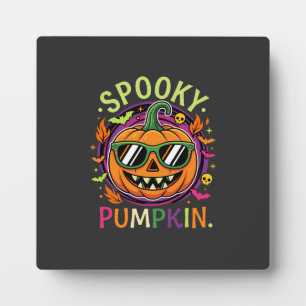 Halloween Spooky Pumpkin Sunglasses Vector Plaque
