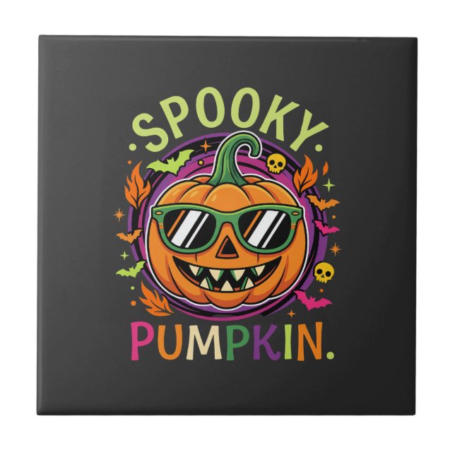 Halloween Spooky Pumpkin Sunglasses Vector Tile (Front)