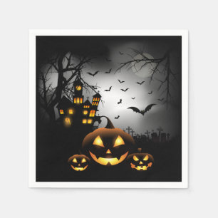Halloween - Spooky Pumpkins Grey Moon - All Opt Napkin