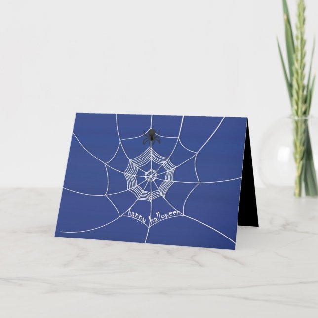 Halloween Spooky Scary Cute Spider Web Card (Front)