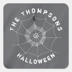 Halloween Spooky Scary Cute Spider Web Square Sticker