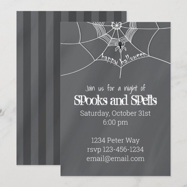 Halloween Spooky Scary Spider Web Fun Party  Invitation (Front/Back)
