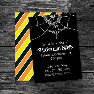Halloween Spooky Scary Spider Web Whimsical Invitation