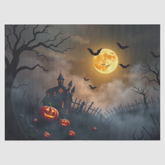 Halloween Spooky Scene Fantasy  Tissue Pap Paper (Front)