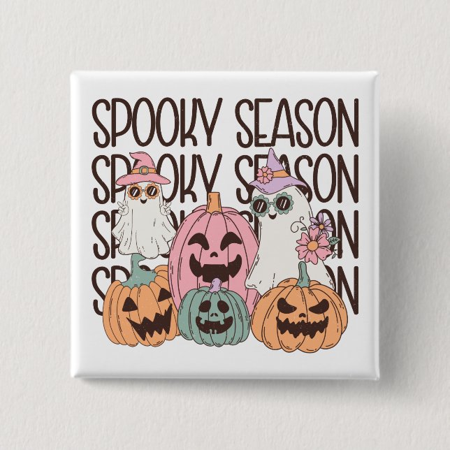 Halloween Spooky Season 2 Inch Square Button (Front)