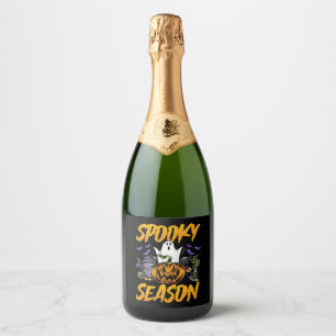 Halloween Spooky Season - Funny Halloween Ghost Sparkling Wine Label