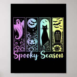 Halloween Spooky Season Horror Cat Vintage Hallowe Poster
