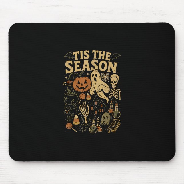 Halloween Spooky Season Pumpkin Witch Tis The Seas Mouse Pad (Front)