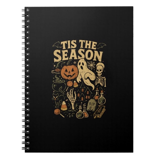 Halloween Spooky Season Pumpkin Witch Tis The Seas Notebook (Front)
