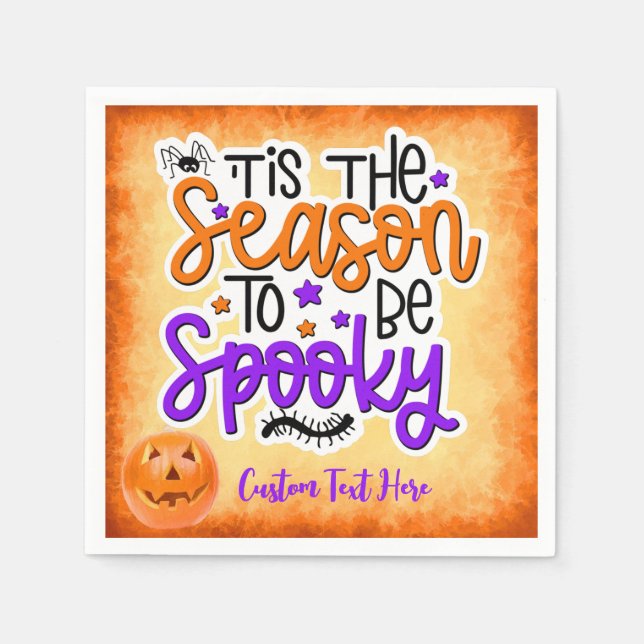 Halloween Spooky Season Quote Pumpkin Personalized Napkin (Front)