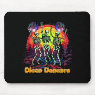 Halloween Spooky Skeleton Disco Dancers Dancing  Mouse Pad