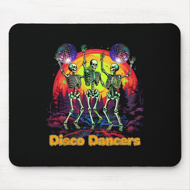 Halloween Spooky Skeleton Disco Dancers Dancing  Mouse Pad (Front)