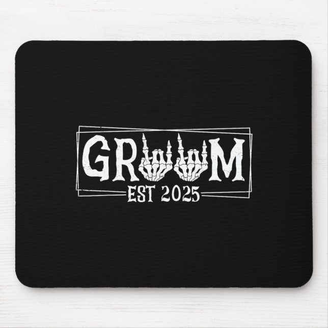 Halloween Spooky Skeleton Engagement Wedding Bride Mouse Pad (Front)