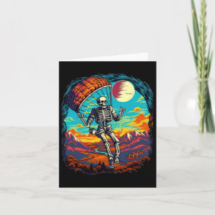 Halloween Spooky Skeleton Paragliding Skydiving  Card
