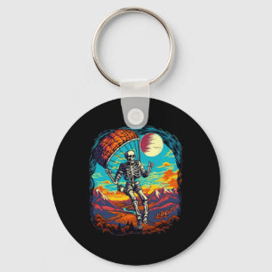 Halloween Spooky Skeleton Paragliding Skydiving Keychain