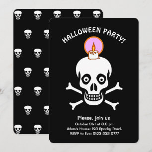 Halloween spooky skulls on black Invitation