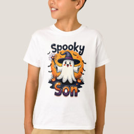 Halloween Spooky Son Ghost with Witch Hat T-Shirt