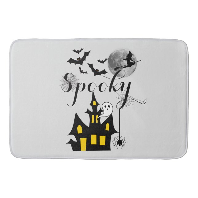 Halloween Spooky Spider bats witch haunted house  Bath Mat (Front)