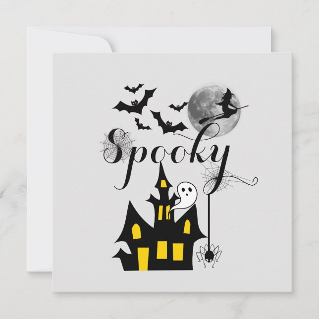 Halloween Spooky Spider bats witch haunted house Card (Front)