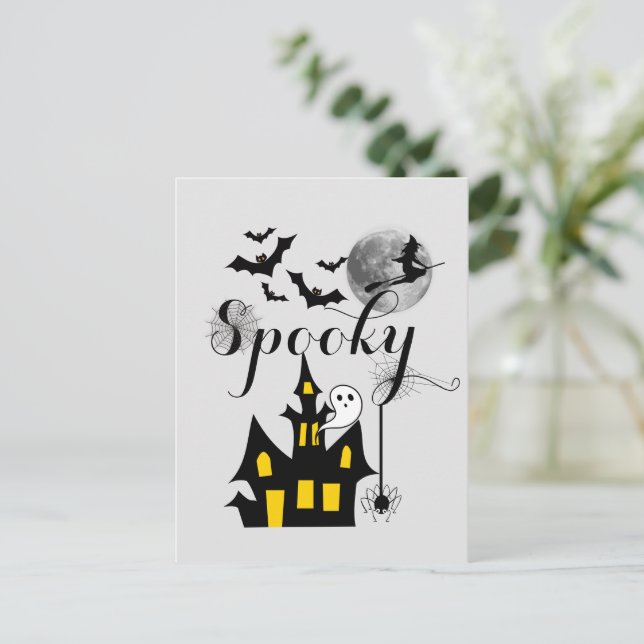Halloween Spooky Spider bats witch haunted house Postcard (Standing Front)