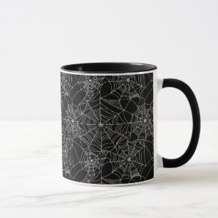 Halloween Spooky Spider Web Black White Mug