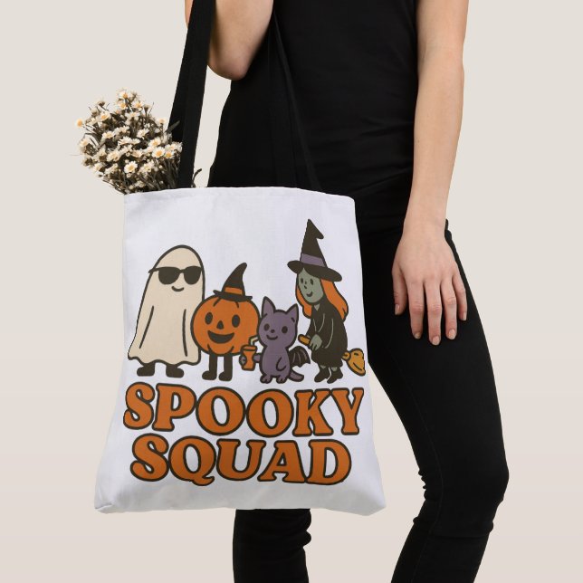 Halloween Spooky Squad Cute Funny Tote Bag (Close Up)