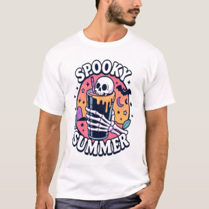 Halloween Spooky Summer Skeleton Drink T-Shirt
