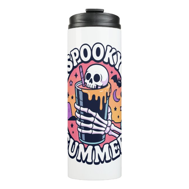 Halloween Spooky Summer Skeleton Drink Thermal Tumbler (Front)