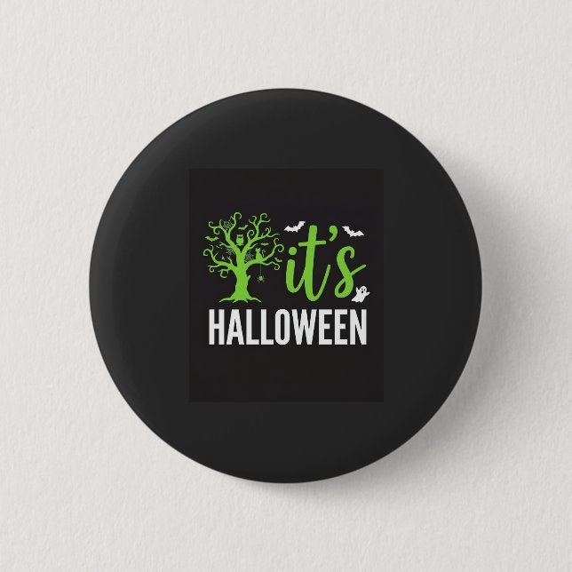 Halloween Spooky Tree Bats Vector Design_1 2 Inch Round Button (Front)