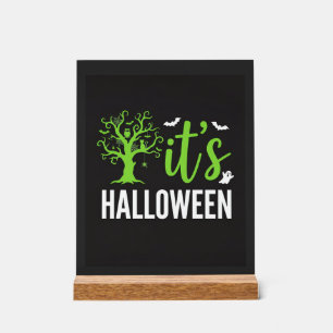 Halloween Spooky Tree Bats Vector Design_1 Acrylic Sign