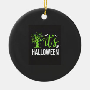 Halloween Spooky Tree Bats Vector Design_1 Ceramic Ornament