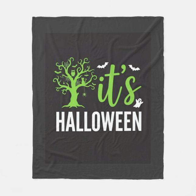 Halloween Spooky Tree Bats Vector Design_1 Fleece Blanket (Front)